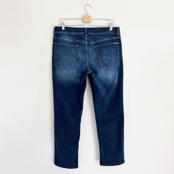 7FAMK 7 For All Mankind Men's Slimmy Jeans in Rio Bravo Dark Wash Size 34 X 27 - Picture 4 of 12